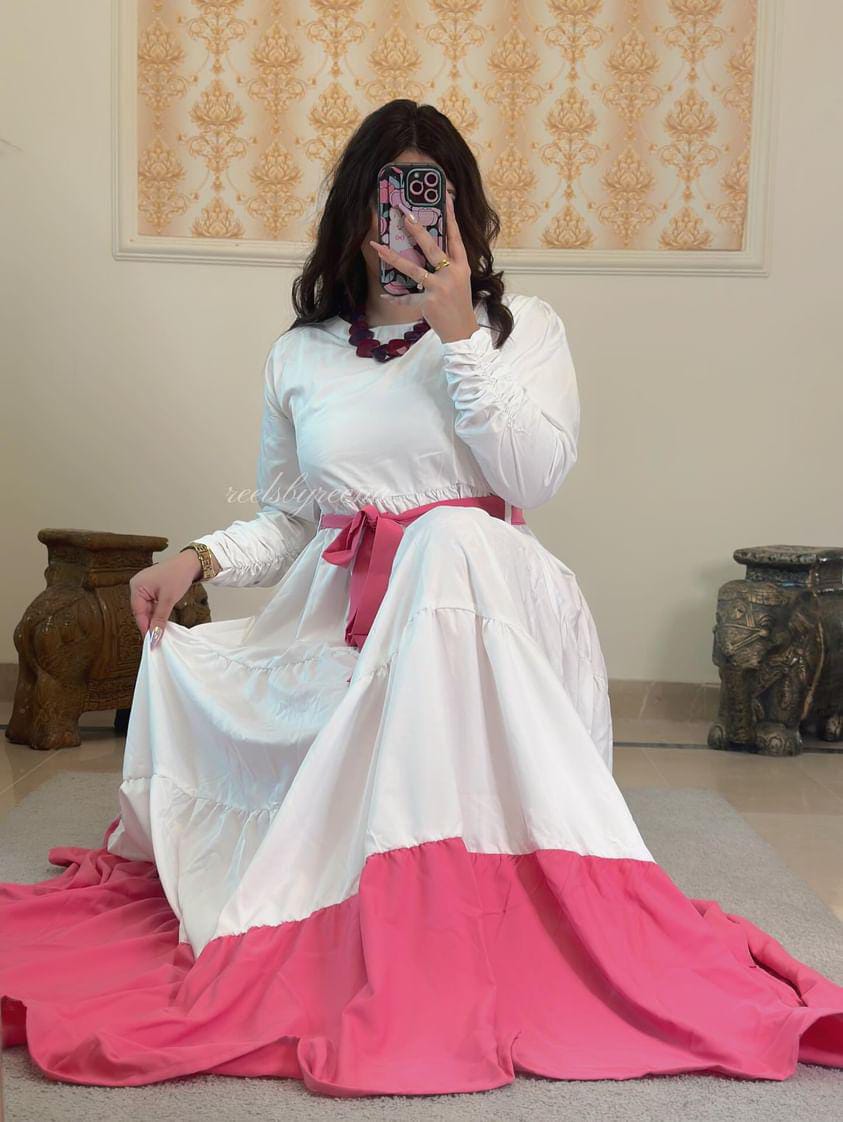 Rosy Pearl - White & Pink Maxi Dress Miraal Vogue Rosy Pearl - White & Pink Maxi Dress Miraal Vogue