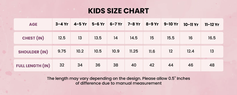 Kids Size Chart