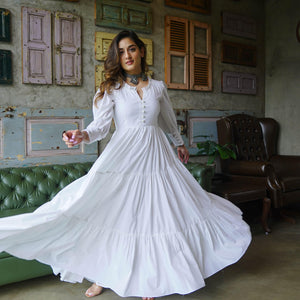 Trendy Snow White Maxi in Breathable Poly Cambric | MV-513