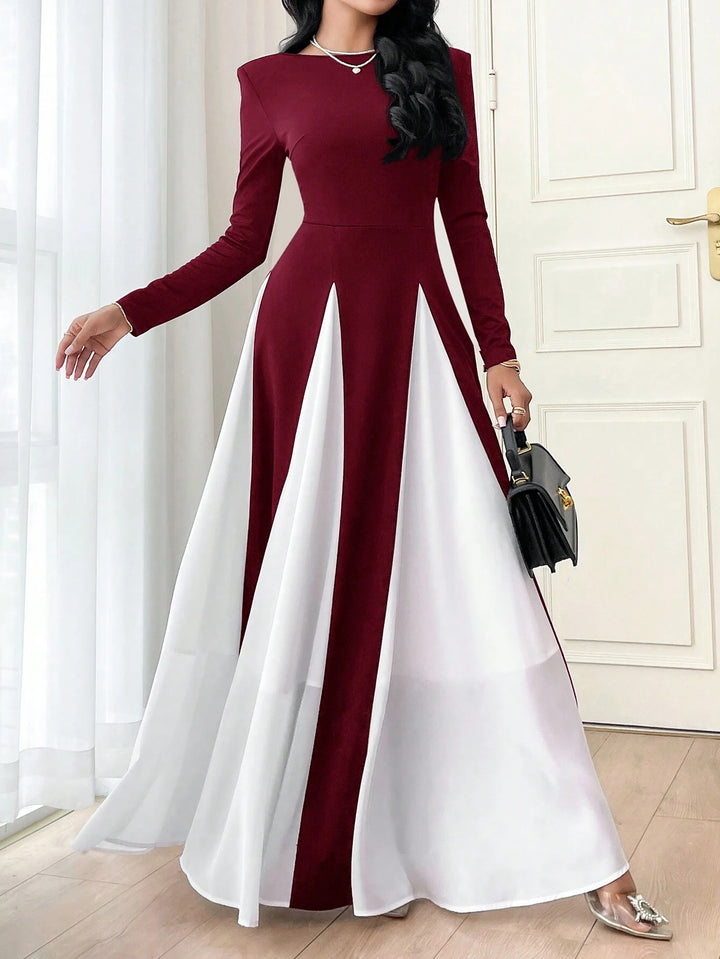 Color Block Long Arabian Modest Maxi - Miraal Vogue