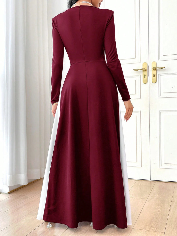 Color Block Long Arabian Modest Maxi - Miraal Vogue