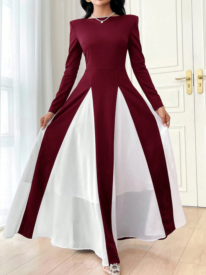 Color Block Long Arabian Modest Maxi - Miraal Vogue