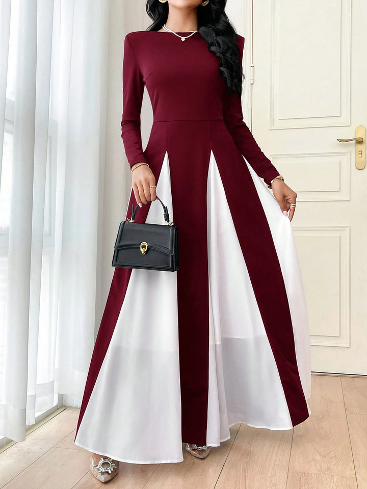 Color Block Long Arabian Modest Maxi - Miraal Vogue