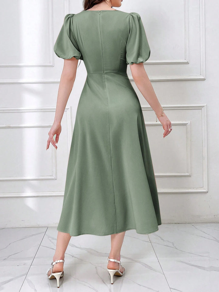 Short Sleeve Hollow Simple Casual Arabic Style Dress - Miraal Vogue