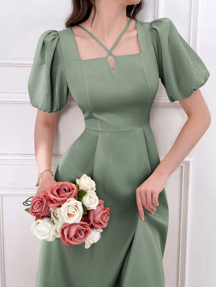 Short Sleeve Hollow Simple Casual Arabic Style Dress - Miraal Vogue