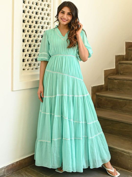 Blue Elegance – Ethnic Maxi Dress.