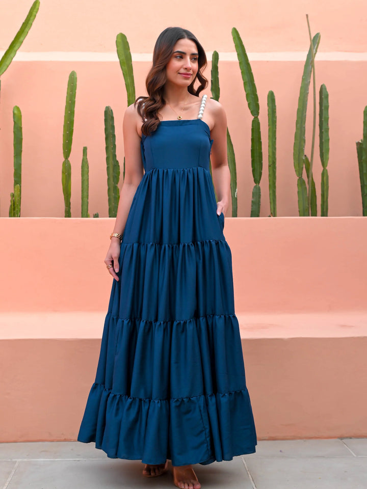 Nebulas Blue Tiered Maxi Dress – Miraal Vogue - Miraal Vogue