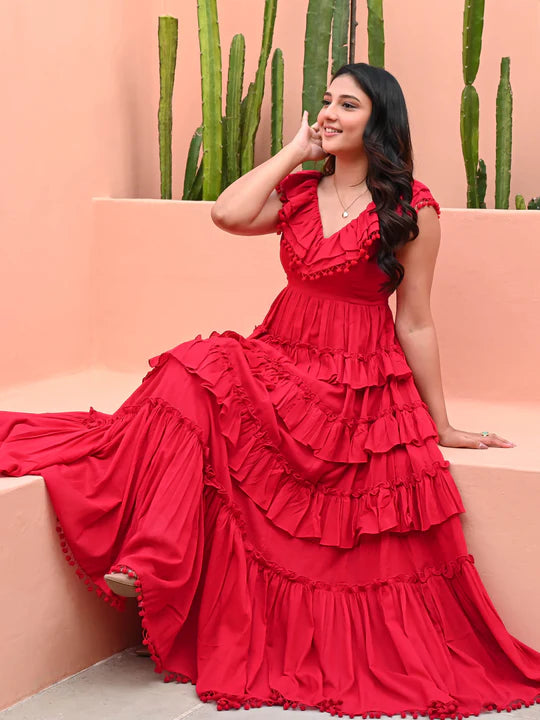 Rococco Flowy Dress - Miraal Vogue