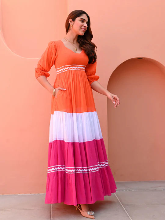 Colourblock Flowy Dress