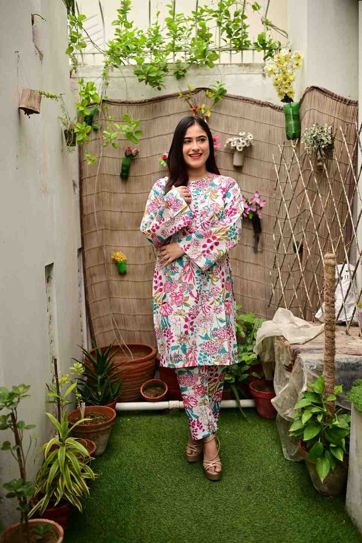 Petal Cascade - Multi White Cord Set - Miraal Vogue