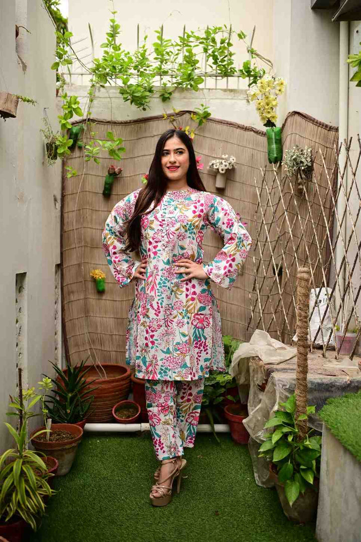 Petal Cascade - Multi White Cord Set - Miraal Vogue