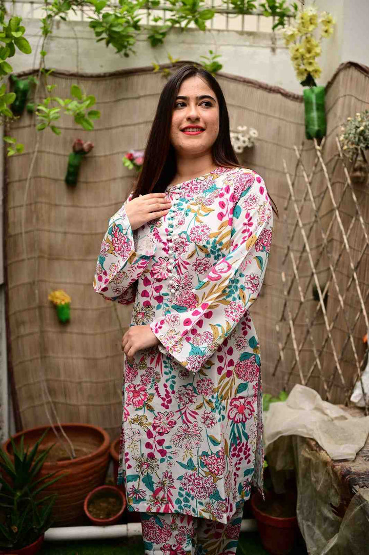 Petal Cascade - Multi White Cord Set - Miraal Vogue
