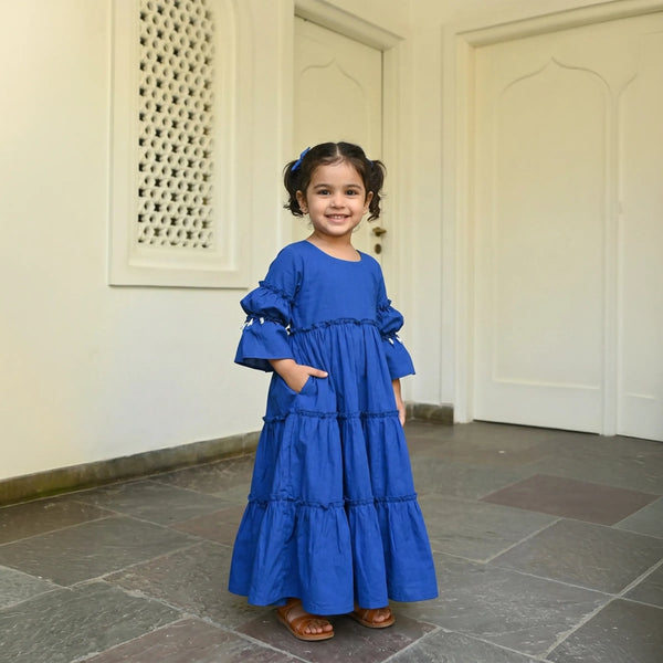 Kids Lapis Blue Maxi Dress Casual Wear
