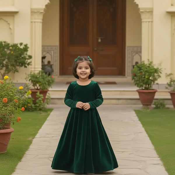 Fashion Kids Online Wild Olive Velvet Dress