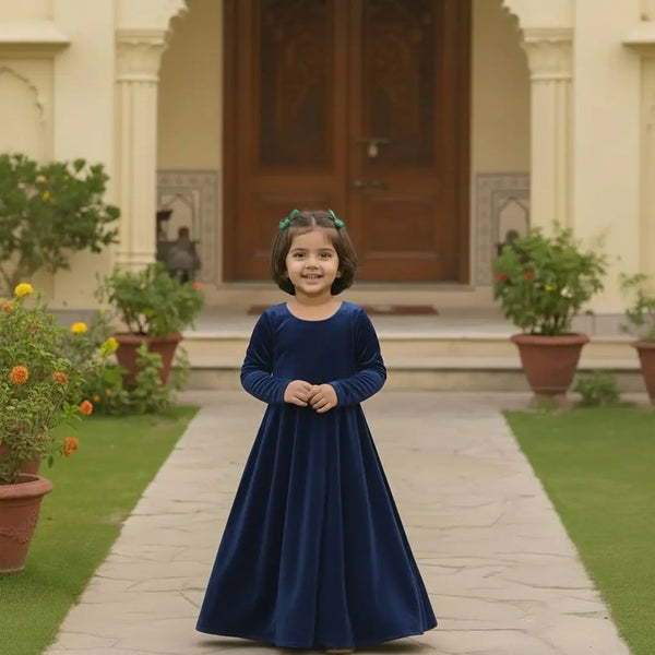 Buy Online Kids Navy Velvet Aura Dress