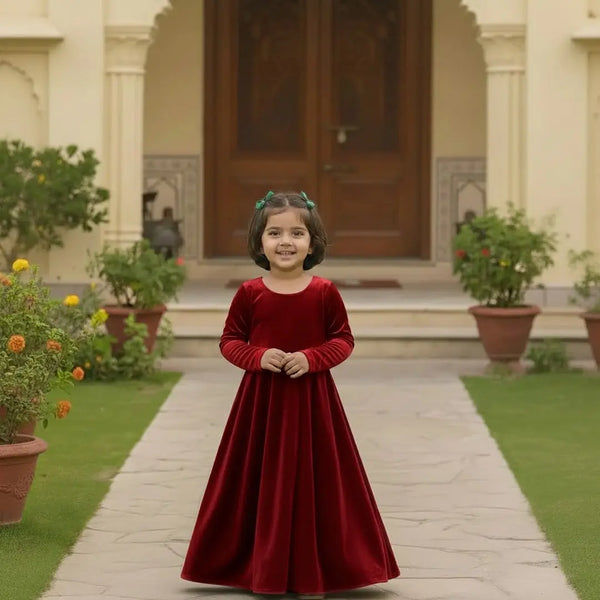 Best Online Kids Maroon Velvet Bliss Dress