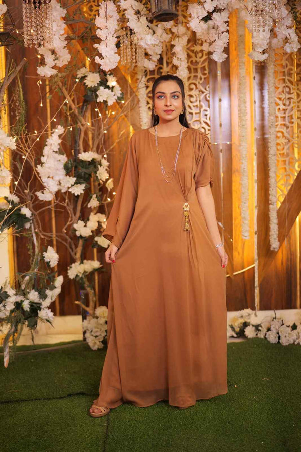 Chic and Elegant Brown Shrug - Miraal Vogue