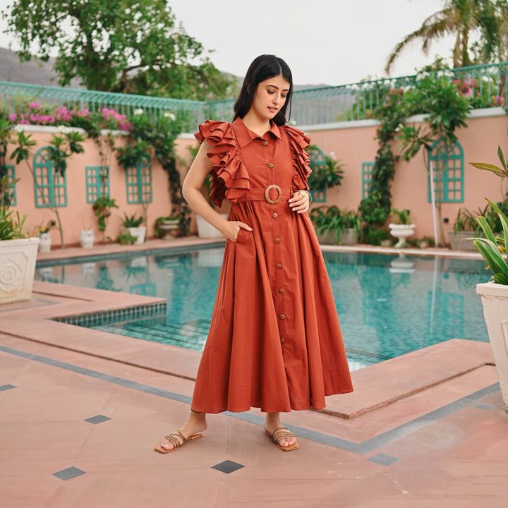 Miraal Brown Whisper cambric Dress - Miraal Vogue