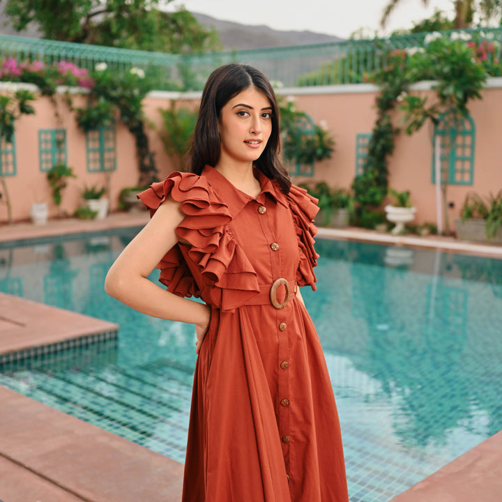 Miraal Brown Whisper cambric Dress - Miraal Vogue