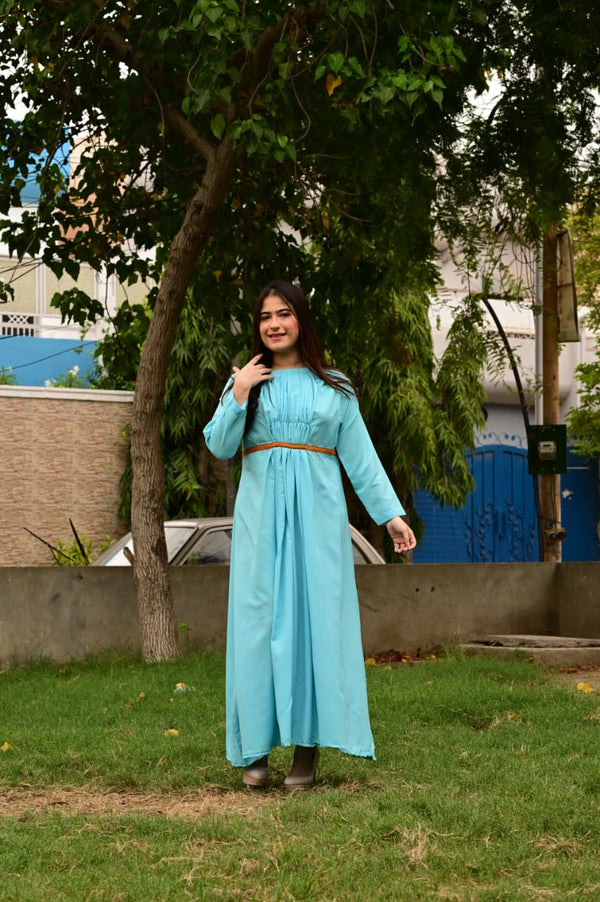 Azure Ember - Sky Blue Maxi Dress